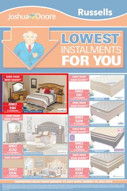 Joshua Doore & Russells:  Lowest Instalments For You (13 Jul - 19 Jul 2015), page 1