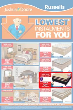 Joshua Doore & Russells:  Lowest Instalments For You (13 Jul - 19 Jul 2015), page 1