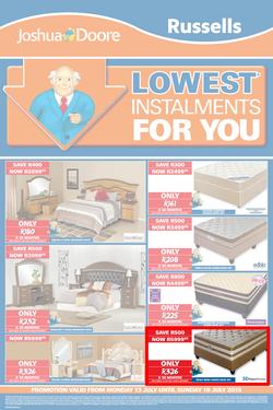 Joshua Doore & Russells:  Lowest Instalments For You (13 Jul - 19 Jul 2015), page 1