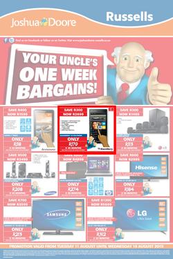 Joshua Doore & Russells : Your Uncle's One Week Bargains (11 Aug - 19 Aug 2015), page 1