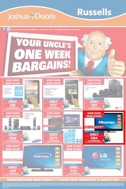 Joshua Doore & Russells : Your Uncle's One Week Bargains (11 Aug - 19 Aug 2015), page 1