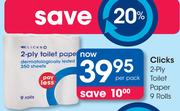 Clicks 2 Ply Toilet Paper 9 Rolls-Per Pack