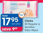 Clicks 80 Regular Or Sensitive Baby Wipes-Per Pack