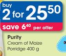 Purity Cream of Maize Porridge-2 x 400gm