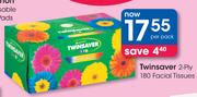Twinsaver 2-Ply 180 Facial Tissues-Per Pack
