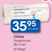 Clicks Fragranced Bin Liner Bags-60's Pack