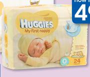 Huggies New Baby My First Nappy Size 0 or Newborn Size 1 Carry Pack 24-Per Pack
