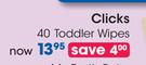 Clicks 40 Toddler Wipes