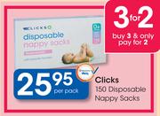 Clicks 150 Disposable Nappy Sacks