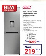 Defy 226Ltr Metallic Combi Fridge/Freezer With Water Dispenser DAC419