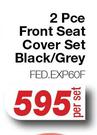 Auto Kraft 2 Pce Front Seat Cover Set Black/Grey FED.EXP60F-Per Set