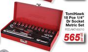 Tomi Hawk 18 Pce 1/4" Dr Socket Metric Set FED.AKT45010-Per Set