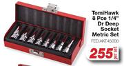 Tomi Hawk 8 Pce 1/4" Dr Deep Socket Metric Set FED.AKT45000-Per Set