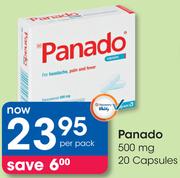 Panado 500mg 20 Capsules-Per Pack