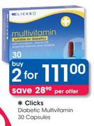 Clicks Diabetic Multivitamin 30 Capsules-For 2