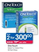One Touch Select Or Select Plus 50 Test Strips-For 2