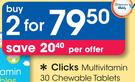 Clicks Multivitamin 30 Chewable Tablets-For 2