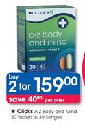 Clicks A-Z Body And Mind 30 Tablets And 30 Softgels-For 2