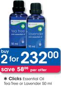 Clicks Essential Oil Tea Tree Or Lavender-2x50ml