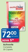 Activovite Complete 30 Caplets-Per Pack