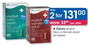 Clicks Multivit Men Or Women Adult 2 x 60 Tablets