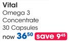 Vital Omega 3 Concentrate 30 Capsules-Per Pack