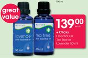 Clicks Essential Oil Tea Tree Or Lavender-50ml Each