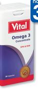 Vital Omega 3 & 6 Concentrate 30 Capsules -Per Pack