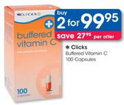 Clicks Buffered Vitamin C-2 x 100 Capsules