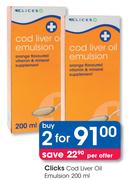 Clicks Cod Liver Oil Emulsion-2 x 200ml