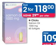 Clicks Salmon Oil 1000mg-2 x 60 Softgels
