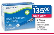 Clicks Easy Max Blood Glucose Test Strips-2x25 Strips