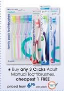Clicks Adult Manual Toothbrushes-Per Pack