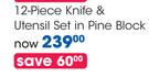 Clicks 12 Piece Knife & Utensil Set In Pine Block