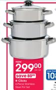 Clicks 6 Piece Stainless Steel Pot Set-Per Set