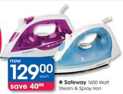 Safeway 1600 Watt Steam & Spray Iron-Each