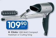 Clicks 1200 Watt Compact hairdryer Or Curling Tong