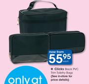 Clicks Black PVC Trim Toiletry Bags-Each