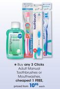Clicks Adult Manual Toothbrushes or Mouthwashes-Each