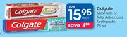 Colgate Max Fresh Or Total Advanceed Toothpaste-75ml Each