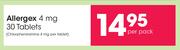 Allergex 30 Tablets 4mg-Per Pack