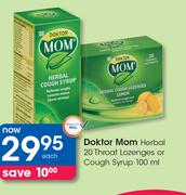 Doktor Mom Herbal 20 Throat Lozenges Or Cough Syrup-100ml Each