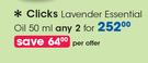 Clicks Lavender Essential Oil-2 x 50ml