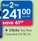 Clicks Tea Tree Essential Oil-2 x 50ml