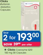 Clicks Coenzyme Q10 150mg-2 x 30 Capsules Per Offer