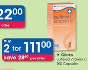 Clicks Buffered Vitamin C-2 x 100 Capsules