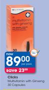 Clicks Multivitamin With Ginseng 30 Capsules-Per Pack