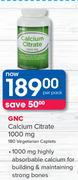 GNC Calcium Citrate 1000mg-180 Vegetarian Caplets Per Pack