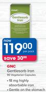 GNC Gentlesorb Iron-90 Vegetable Capsules Per Pack
