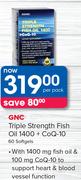 GNC Triple Strength Fish Oil 1400 + CoQ-10-60 Softgels Per Pack